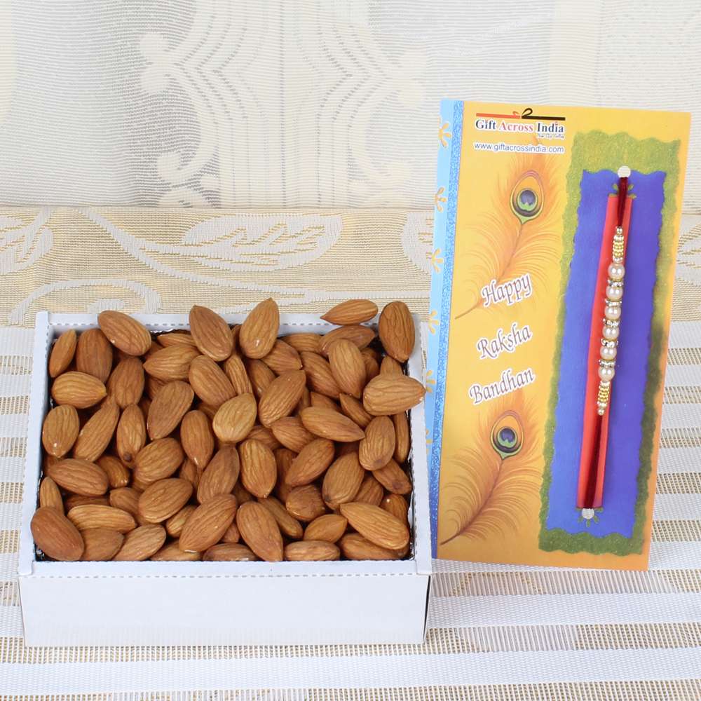 500 Gms Almond Dry Fruit with Designer Rakhi