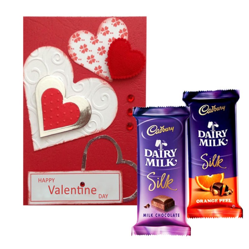 Valentine Greeting Card with Cadbury Silk Chocolate
