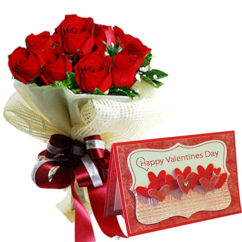 Exclusive Roses Bouquet with Valentine Card