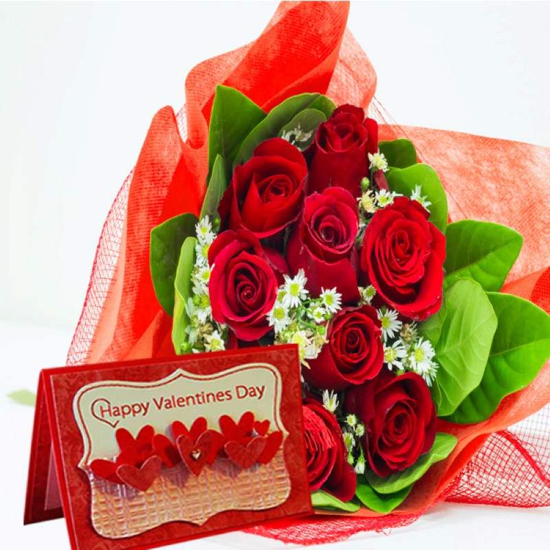 Valentine Wishes Card With Red Roses