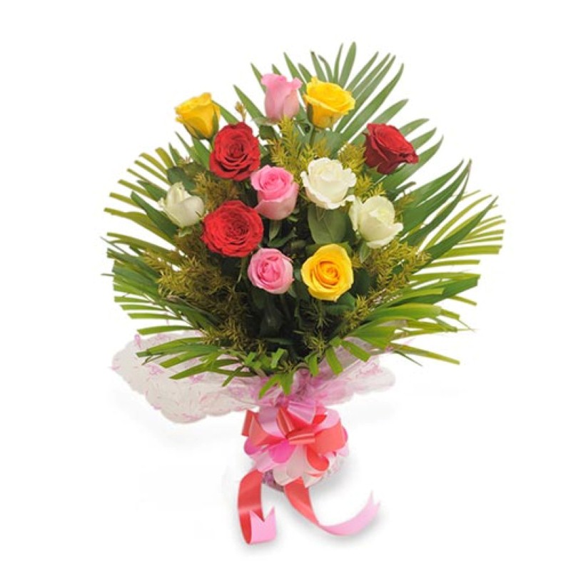 Twelve Mix Roses Bunch for Valentine