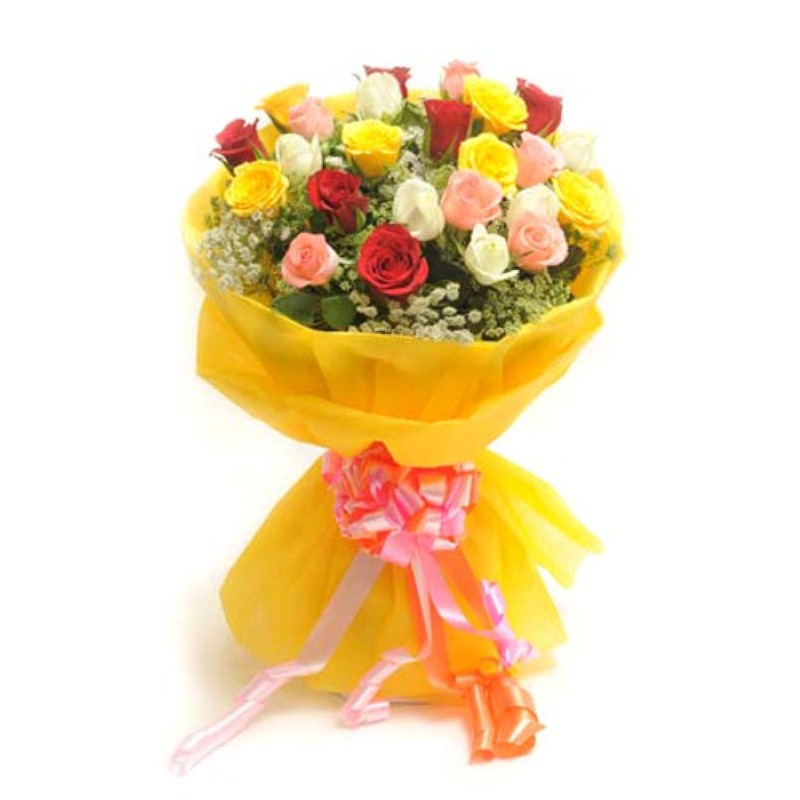 Bright and Loving Multi Roses Bunch