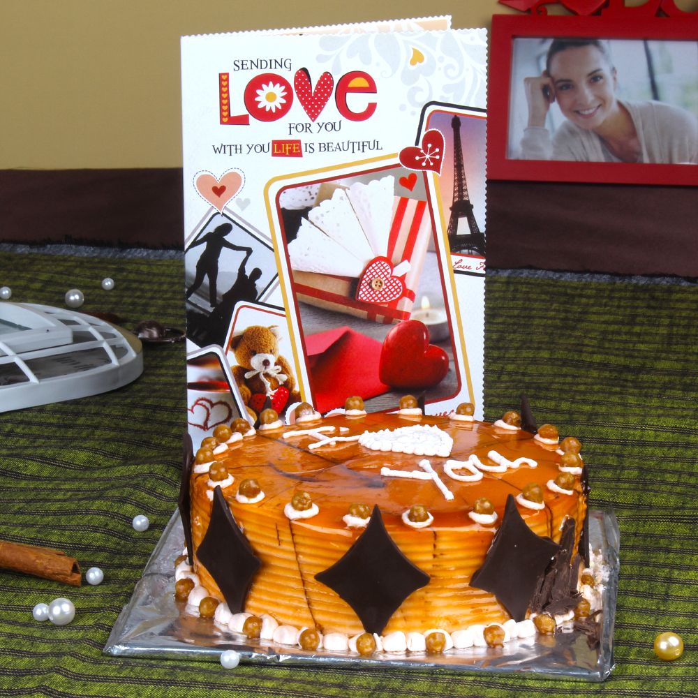 Butterscotch Cake with Love Greeting Card