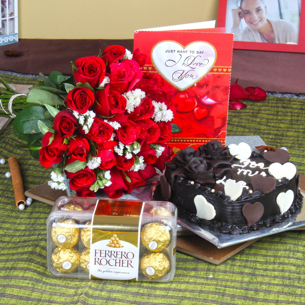 I Love You Valentine Combo with Heartshape Cake