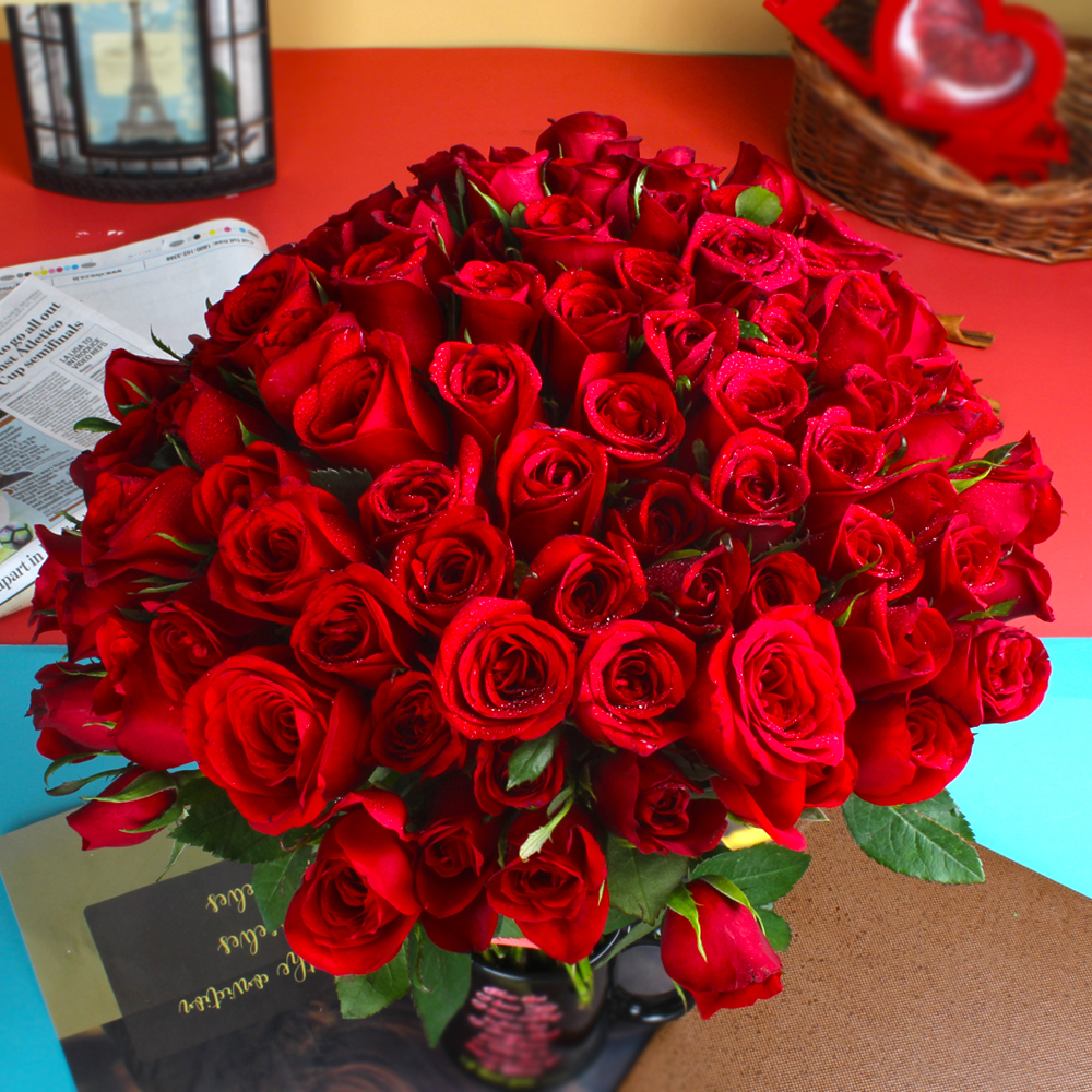 Adorable 50 Red Roses Bouquet