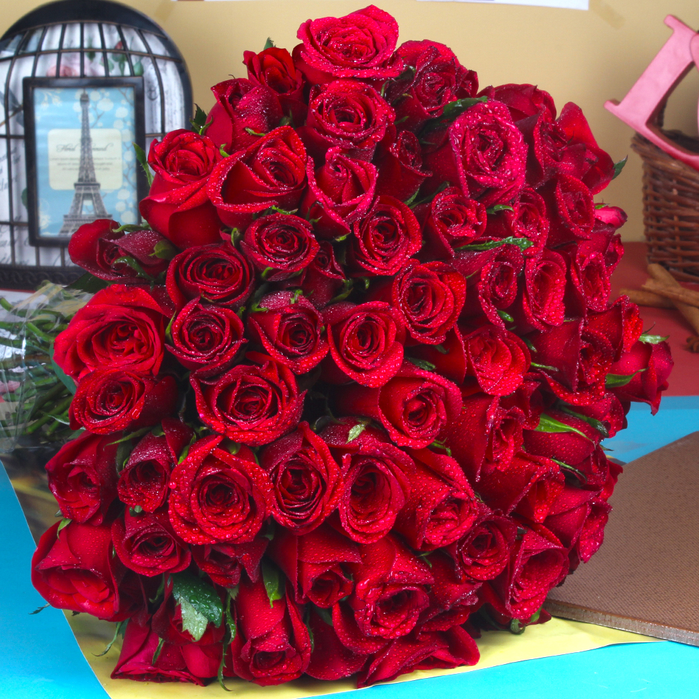 Exotic 75 Red Roses Bouquet