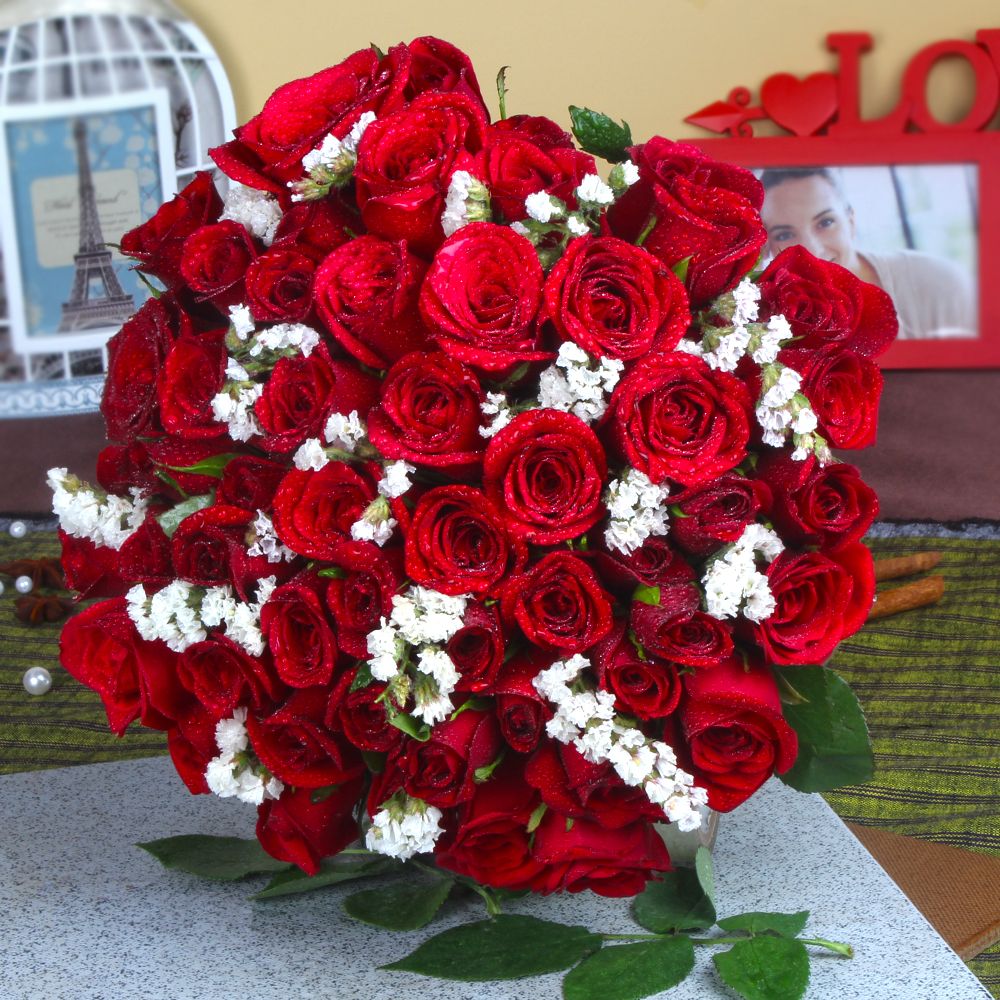 Fifty Fresh Red Roses Bouquet