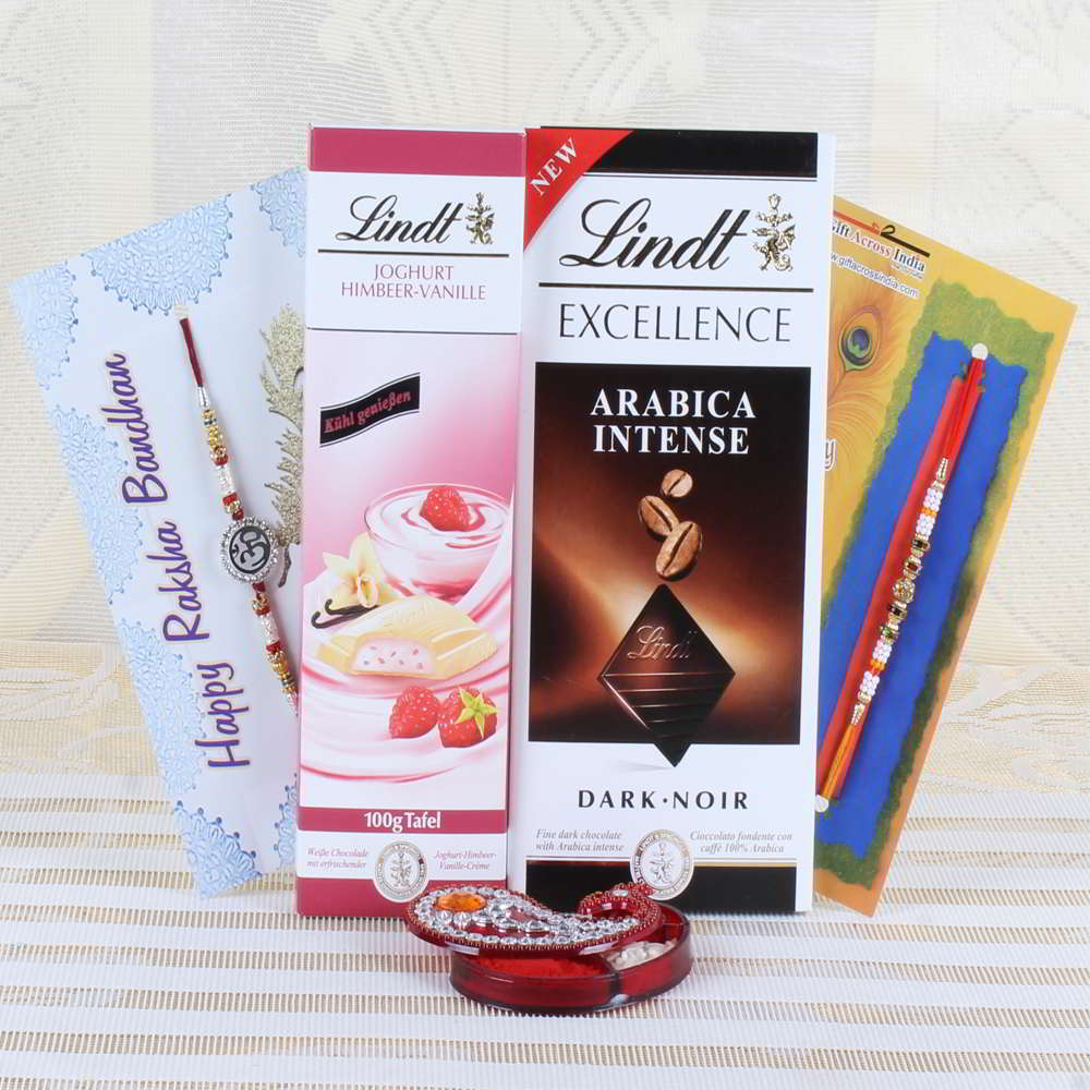 Set of Two Rakhi with Imported Chocolate Combo