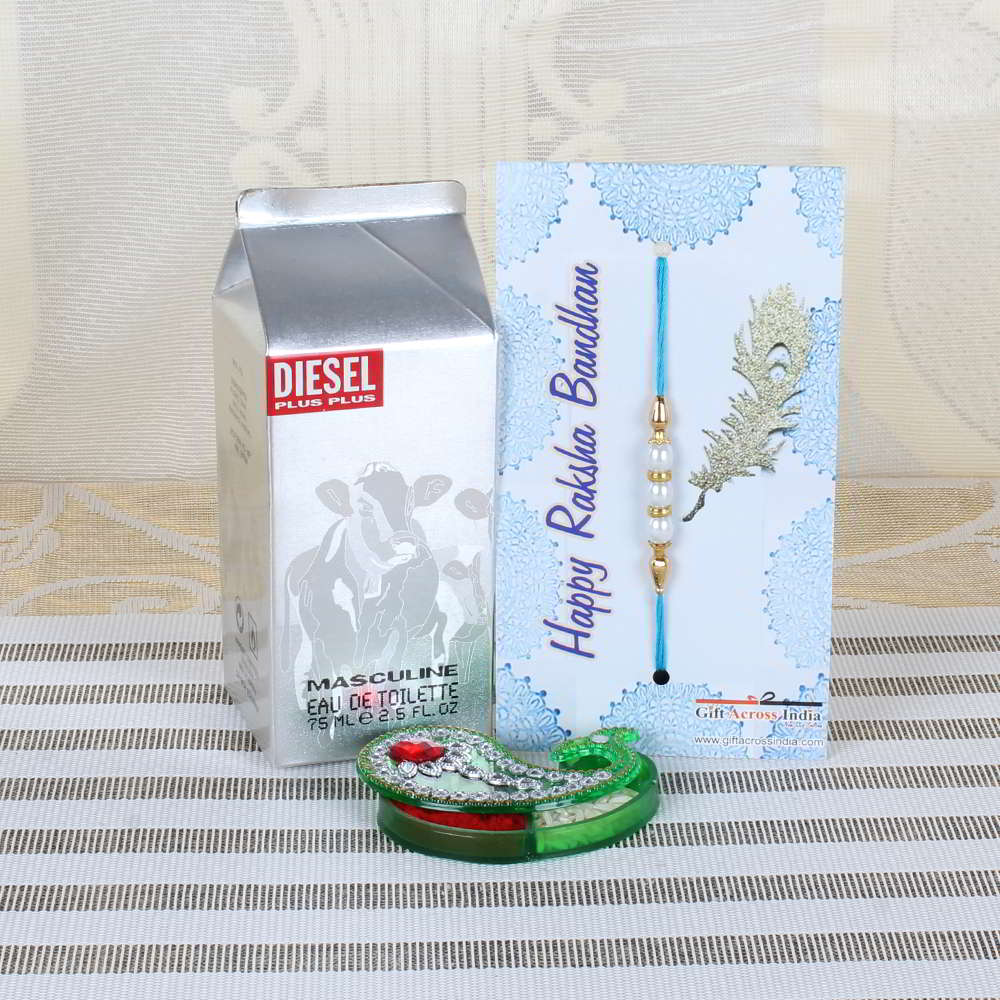 Diesel Perfume and Pearl Rakhi Combo