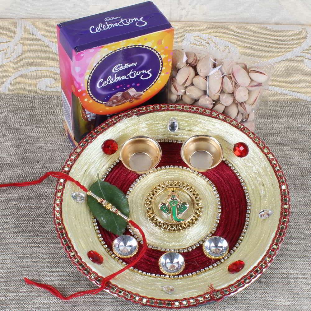 Precious Rakhi Puja Thali Hamper-Worldwide