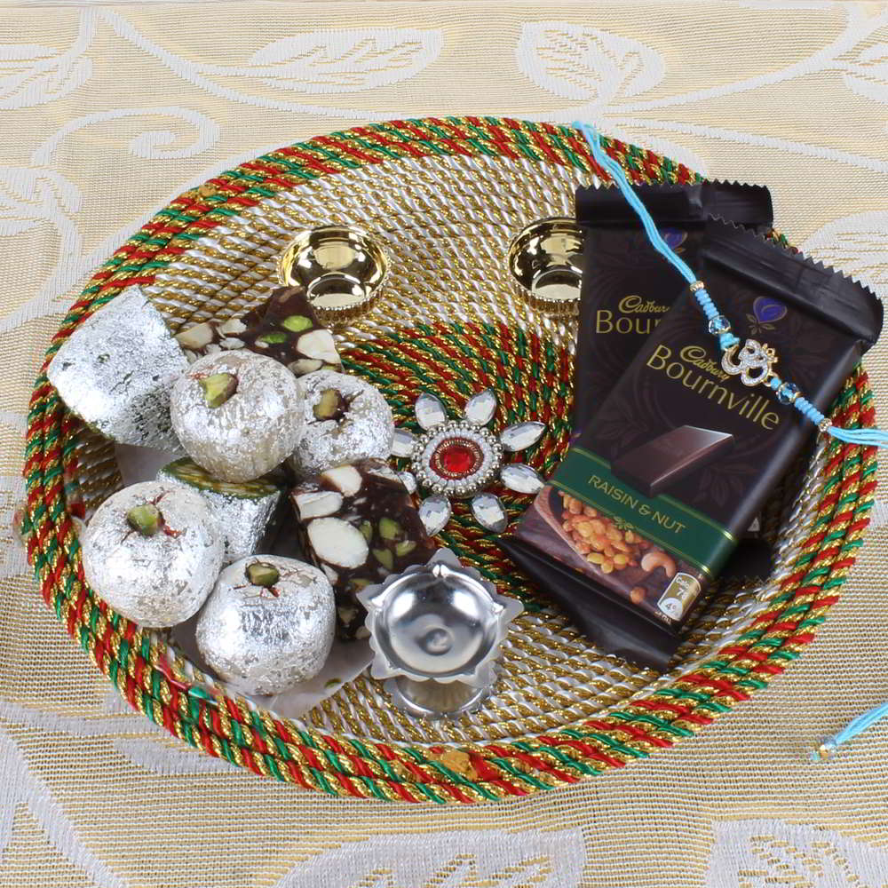 Unique Designer Puja Thali Rakhi Hamper-USA