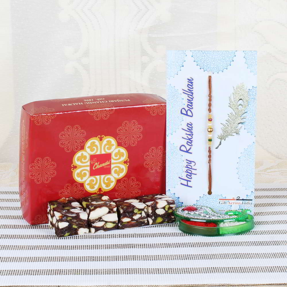 Dry Fruits Sweets with Fancy Beads Rakhi - UAE