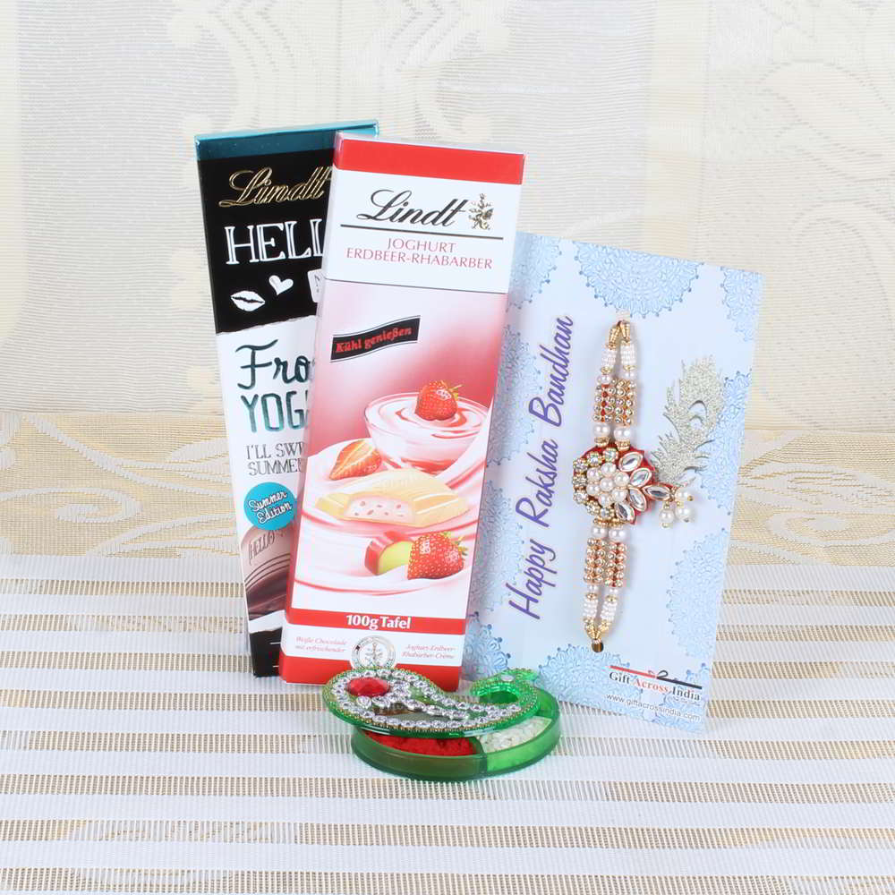 Kundan Rakhi with Chocolates Hamper