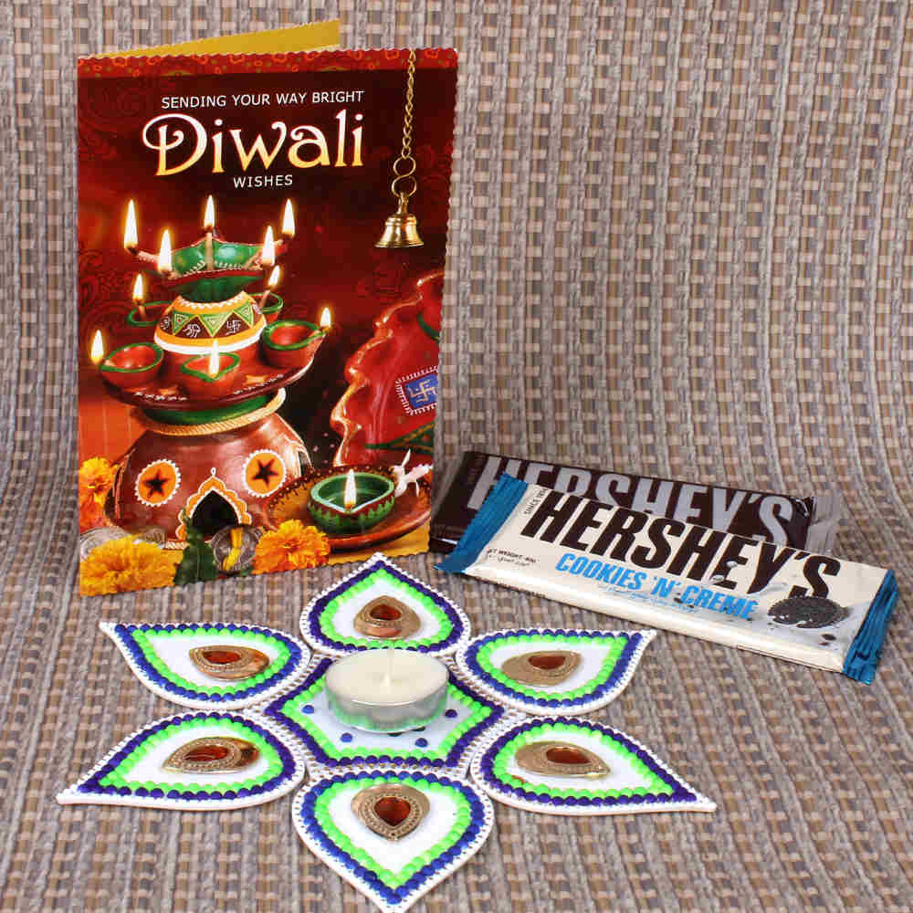 Hersheys Treat with Artificial Rangoli and Diwali Card
