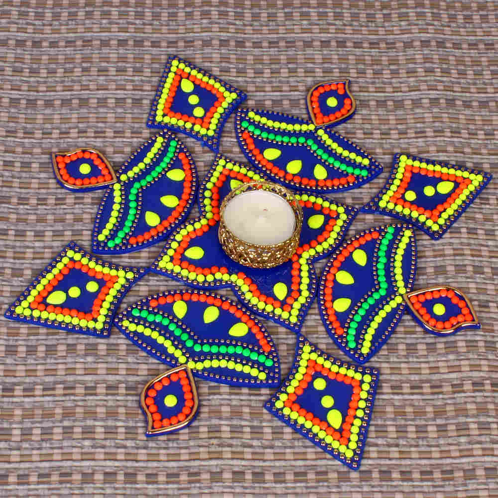 Acrylic Artificial Diya Pattern Rangoli