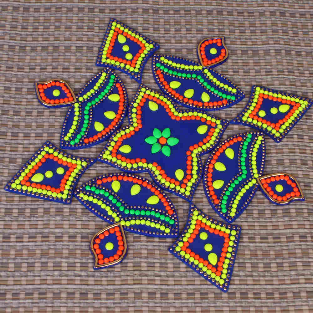 Acrylic Artificial Diya Pattern Rangoli