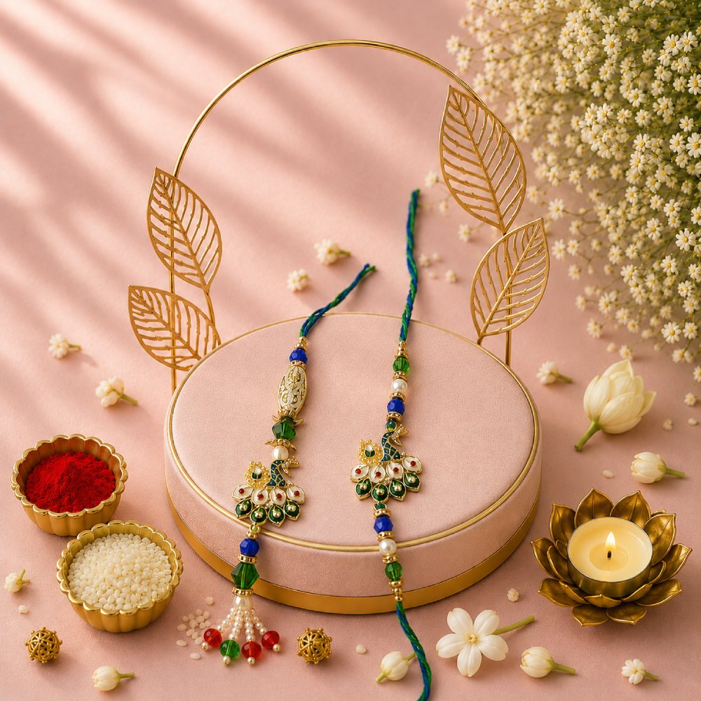 Peacock Design Bhaiya Bhabhi Rakhi