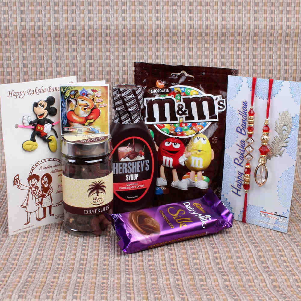 Family Rakhi Set with Chocolate Hamper Gift