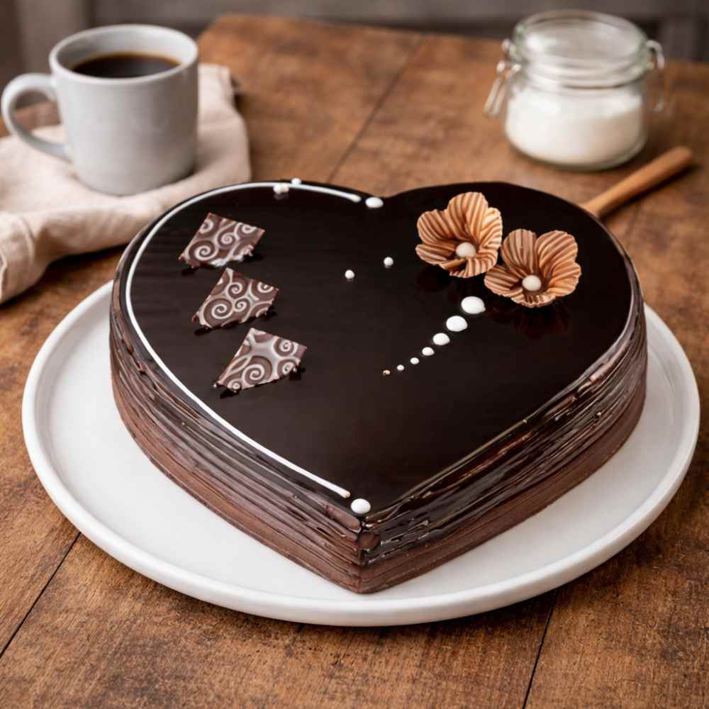 Dark Chocolate Heart Shape Cake