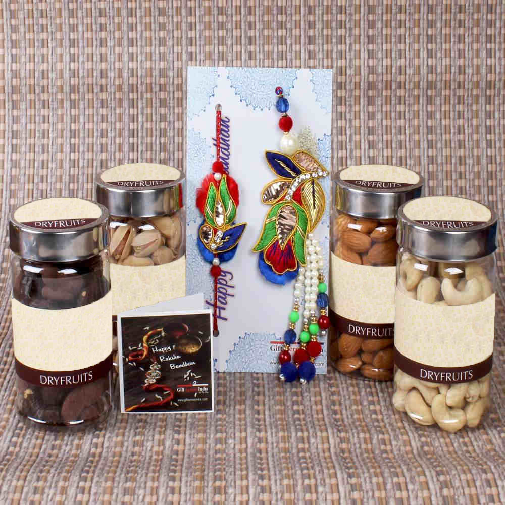 Assorted Dry Fruits with Bhaiya Bhabhi Rakhi