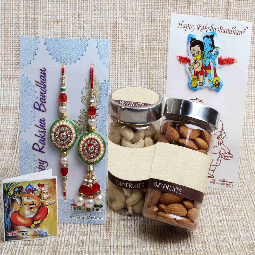 Kundan Bhaiya Bhabhi with Kids Rakhi and Dry Fruits