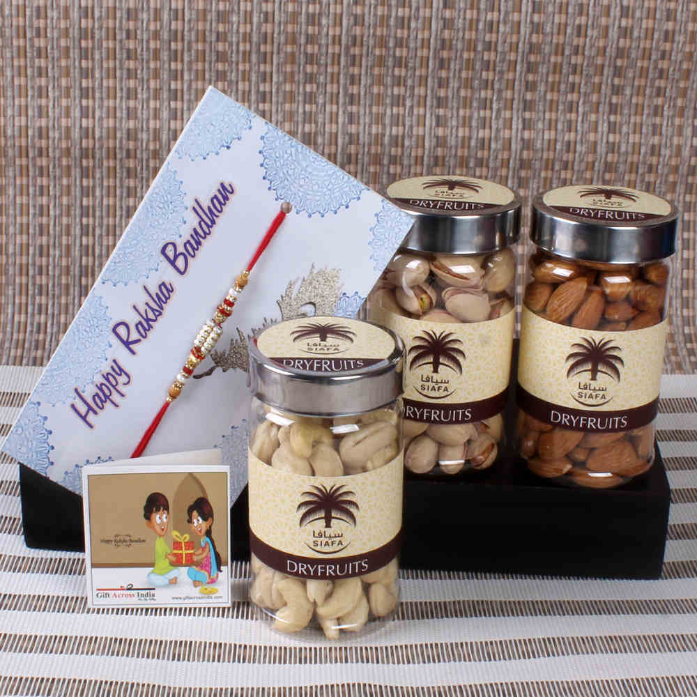 Dry Fruits Box with Shiny Beads Rakhi