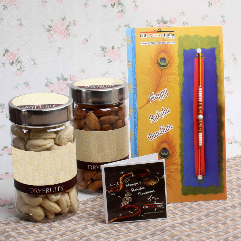 Attractive Rakhi with Dry Fruits for Brother