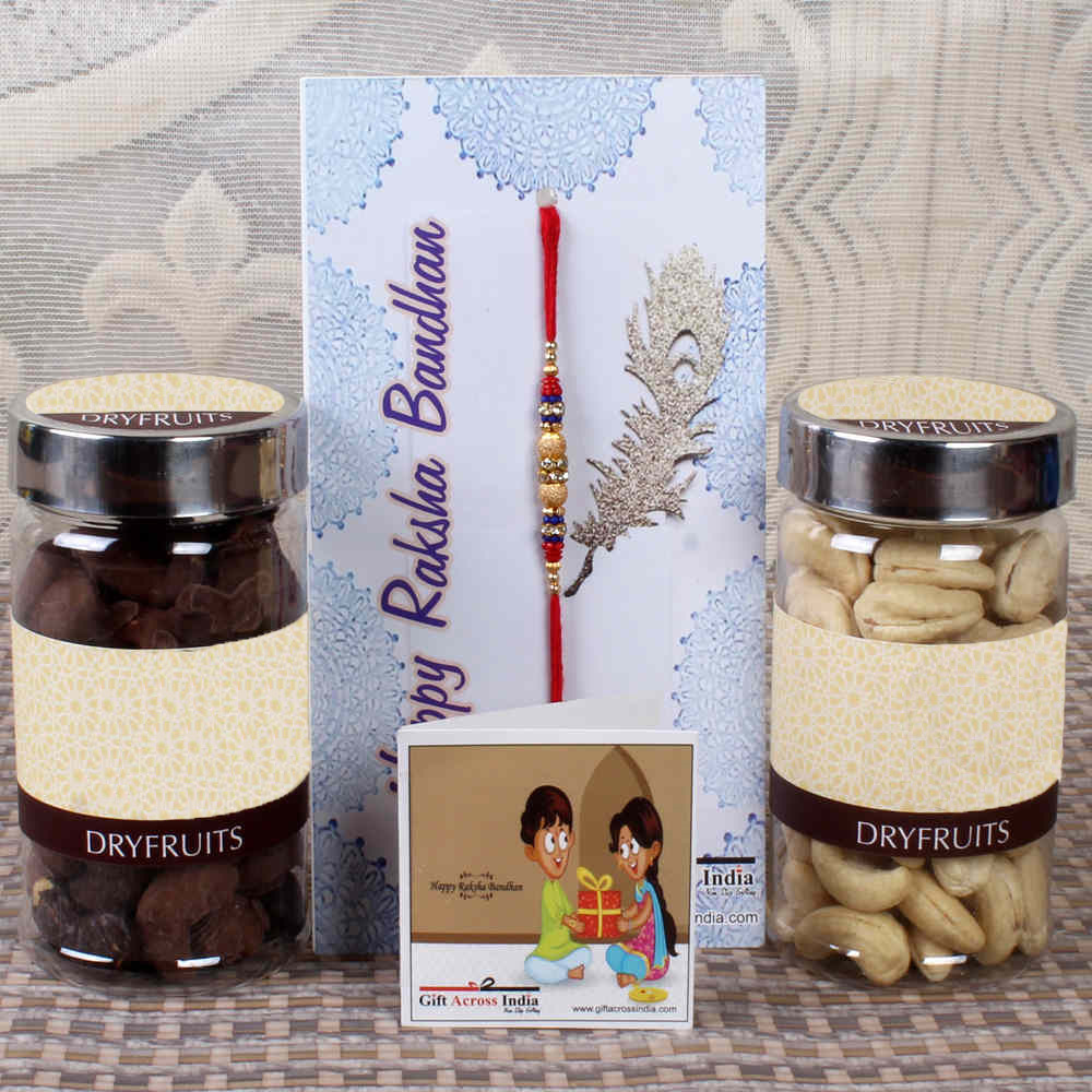 Assorted Cashew with Fancy Beads Rakhi