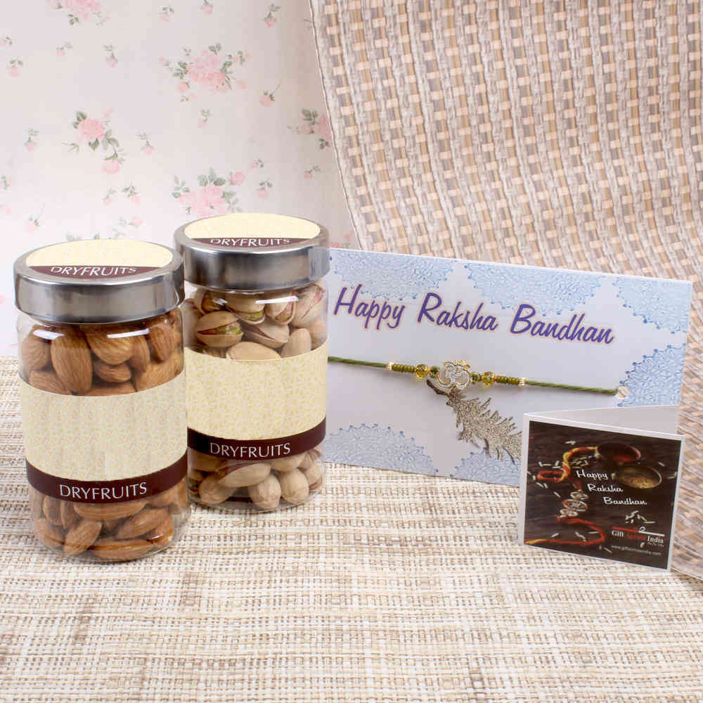 Om Rakhi with Dry Fruits Combo