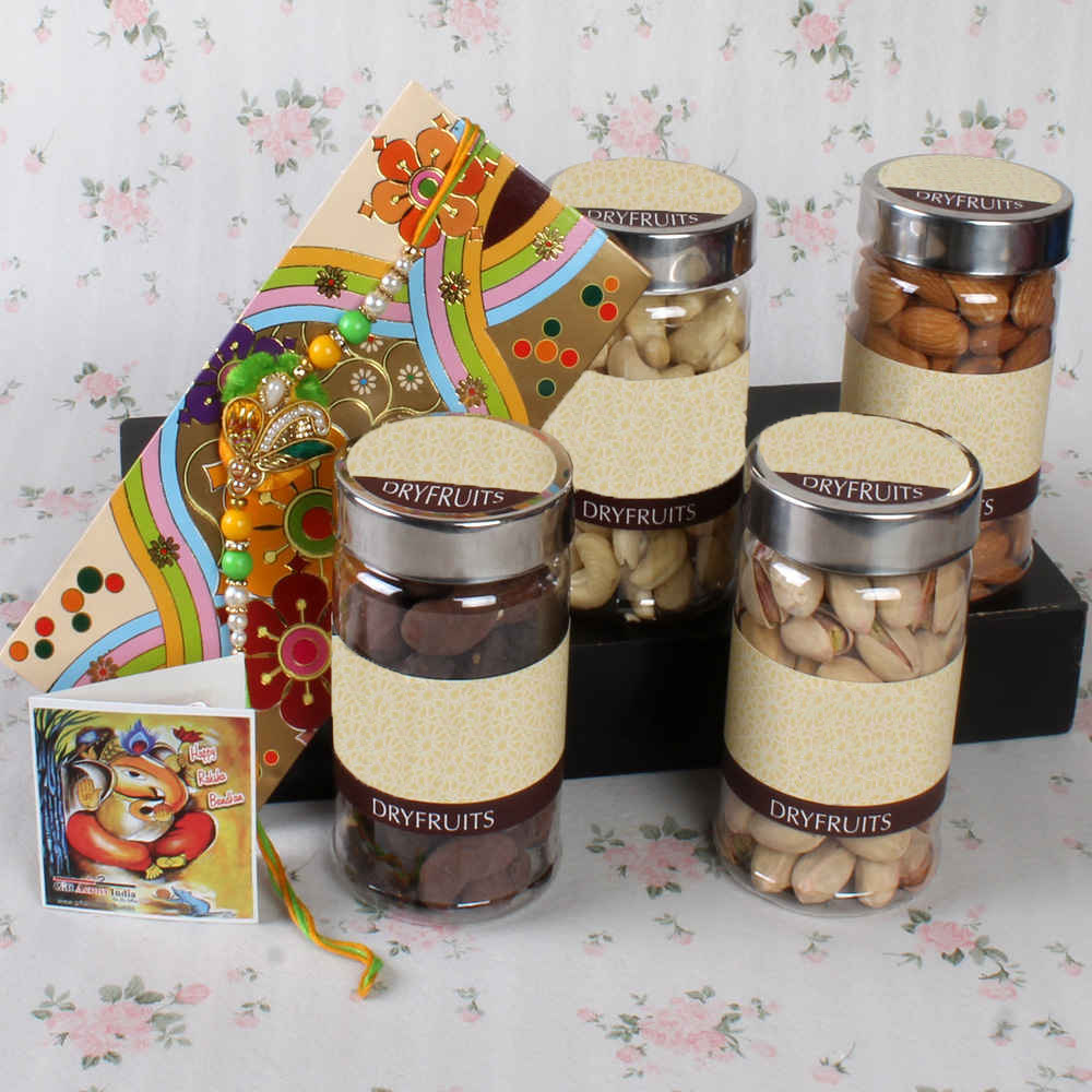 Adorable Rakhi with Assorted Dry Fruits Gift
