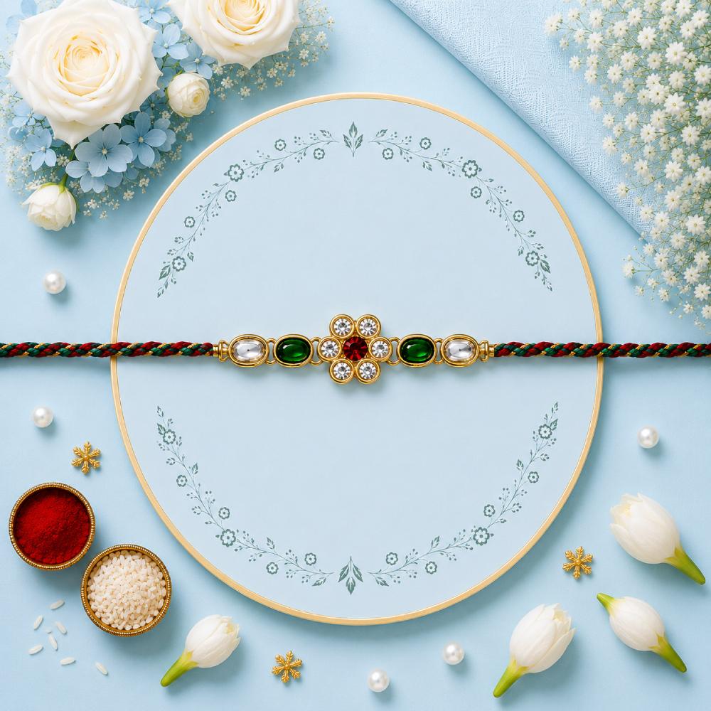 Floral Kundan Rakhi