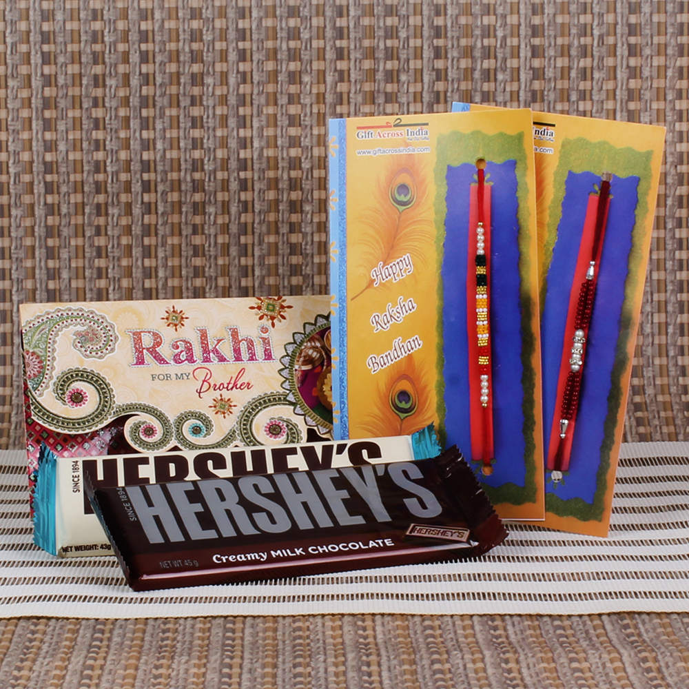 Hersheys Chocolates with Pair of Rakhis