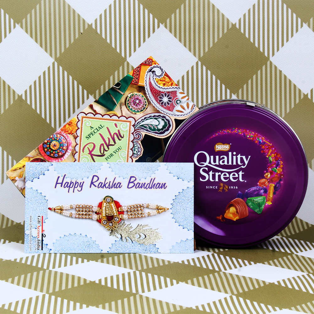 Kundan Designer Rakhi with Quality Street Chocolate