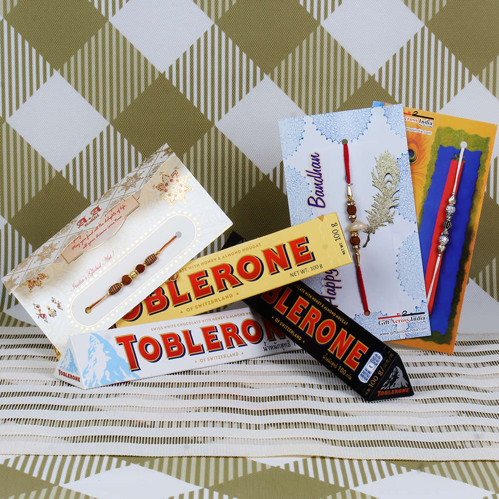 Assorted Toblerone Chocolate with Three Rakhi