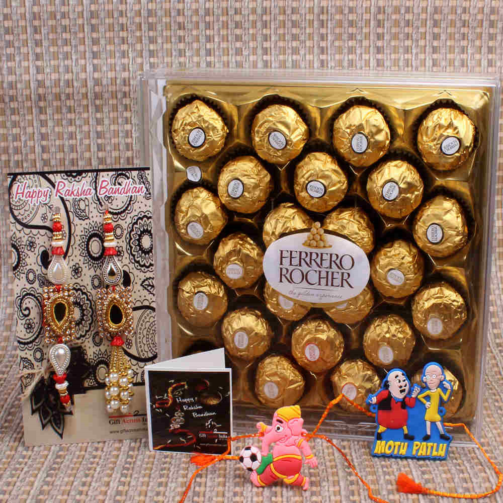 Bhaiya Bhabhi with Kids Rakhi and Ferrero Rocher Chocolate