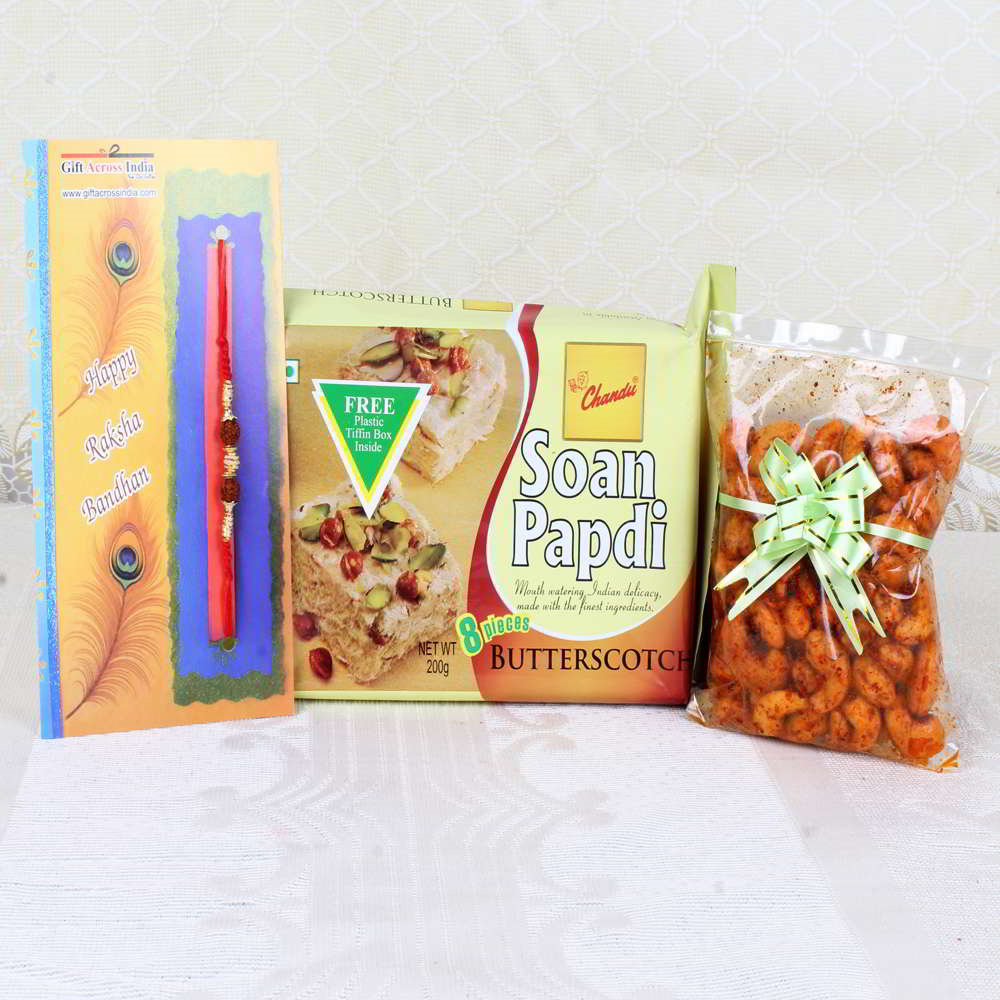 Rakhi Gift of Soan Papdi with Masala Cashews