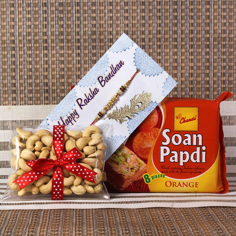 Rakhi Gift of Soan Papdi with Cashew