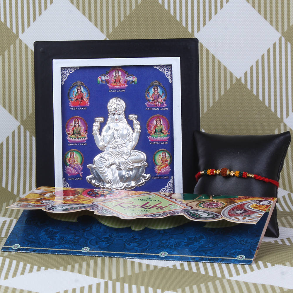 Rudraksh rakhi with laxmi frame