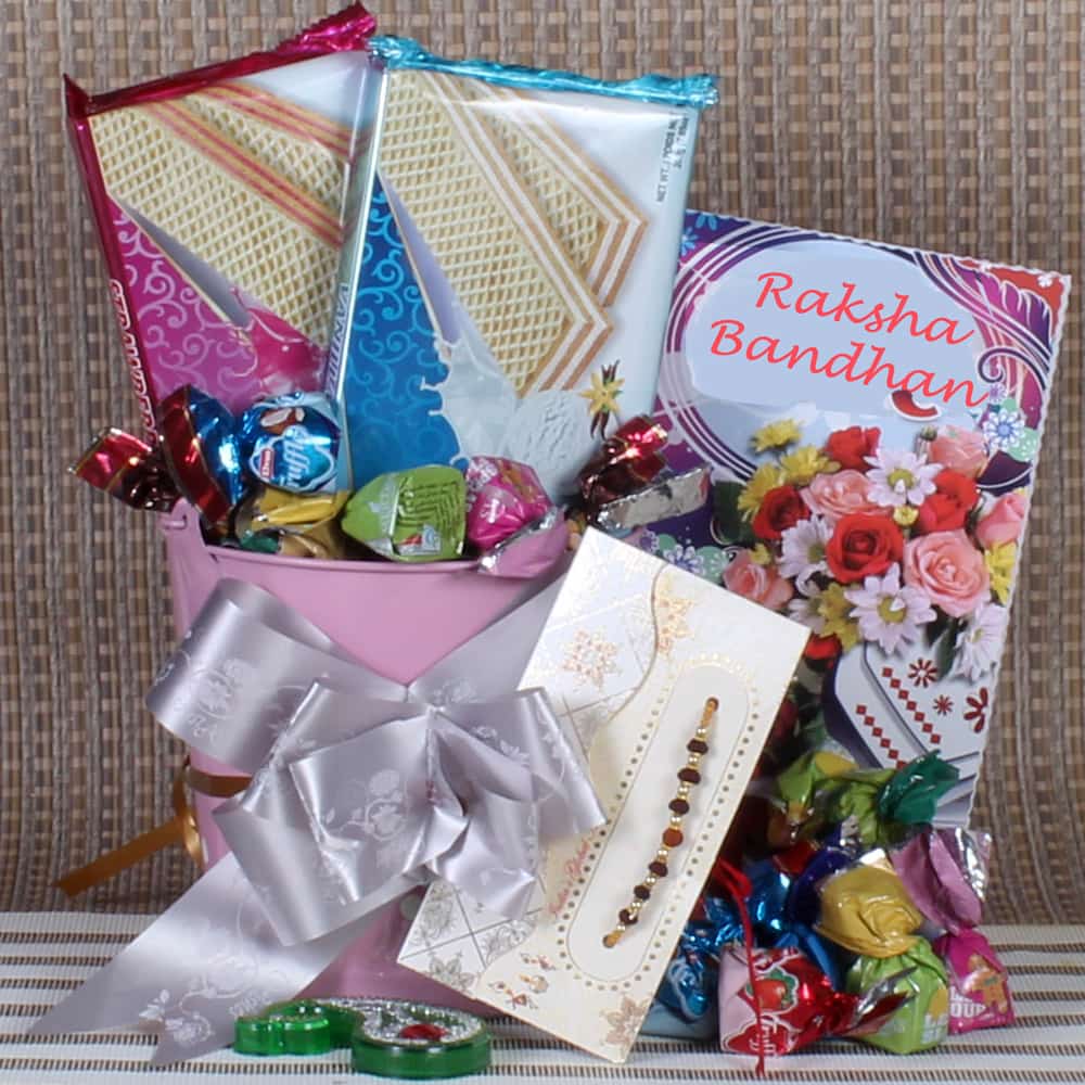 Rakhi Hamper of Wafers Biscuit and Truffle Chocolates