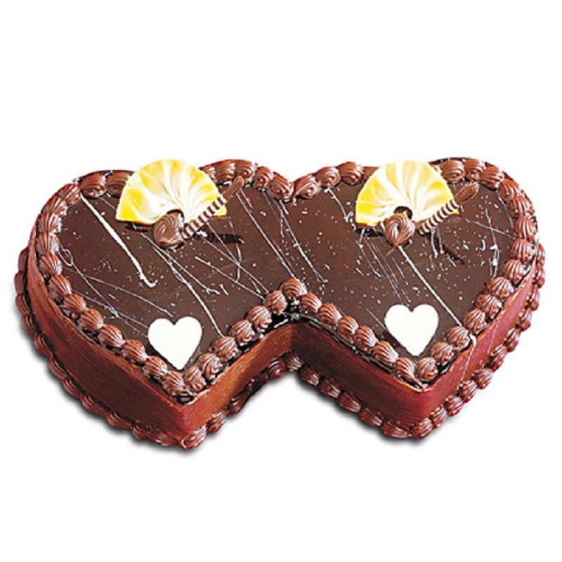 Twin Heart Shaped Chocolate Cake