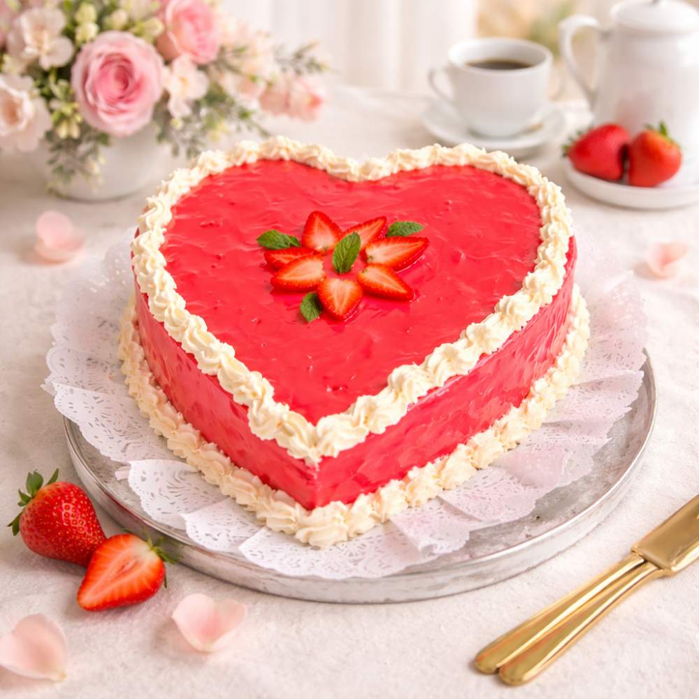 Heart Shape Strawberry Cake
