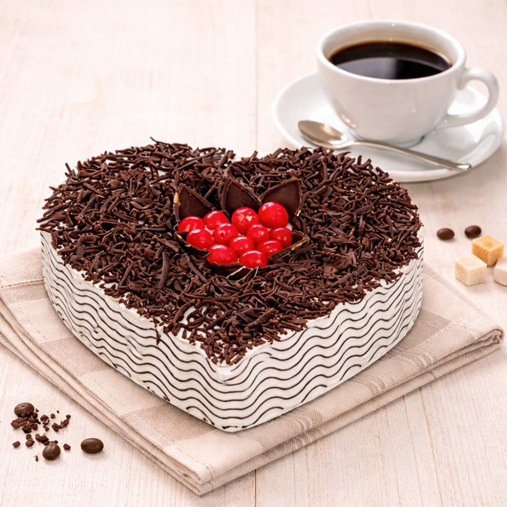 2 Kg Heart Shape Black Forest Cake
