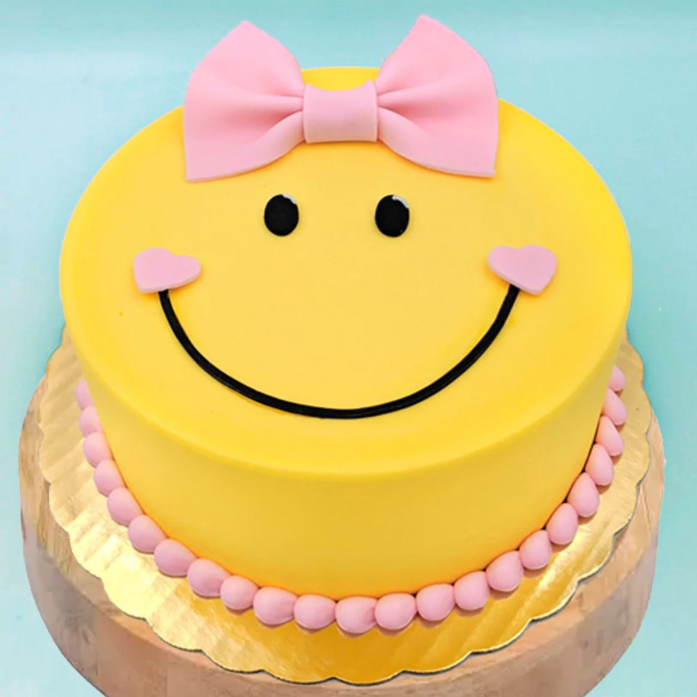 Smiley face  Pineapple Cream Cake