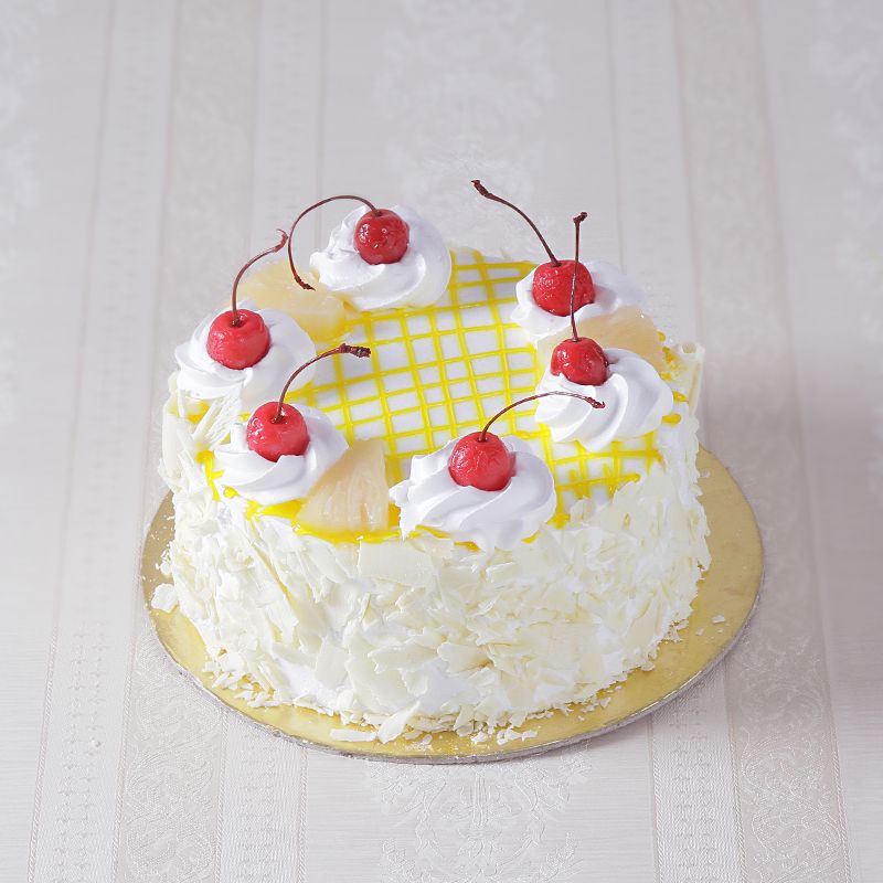 Fresh Cream Eggless Pineapple Cake