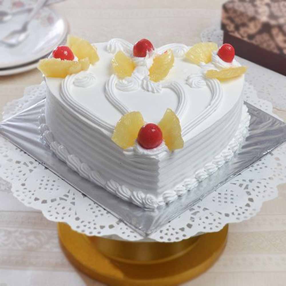 One Kg Heart Shape Pineapple Cake Perfect Treat