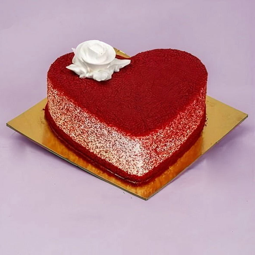 1 Kg Red Velvet Heart Shape Cake