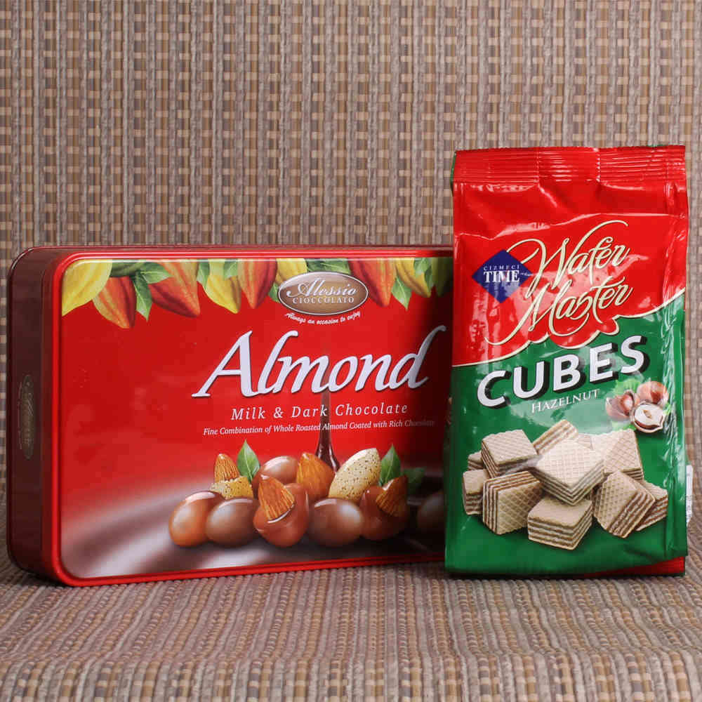 New Year Gift of Almond Chocolate and Wafer Chocolate Cubes