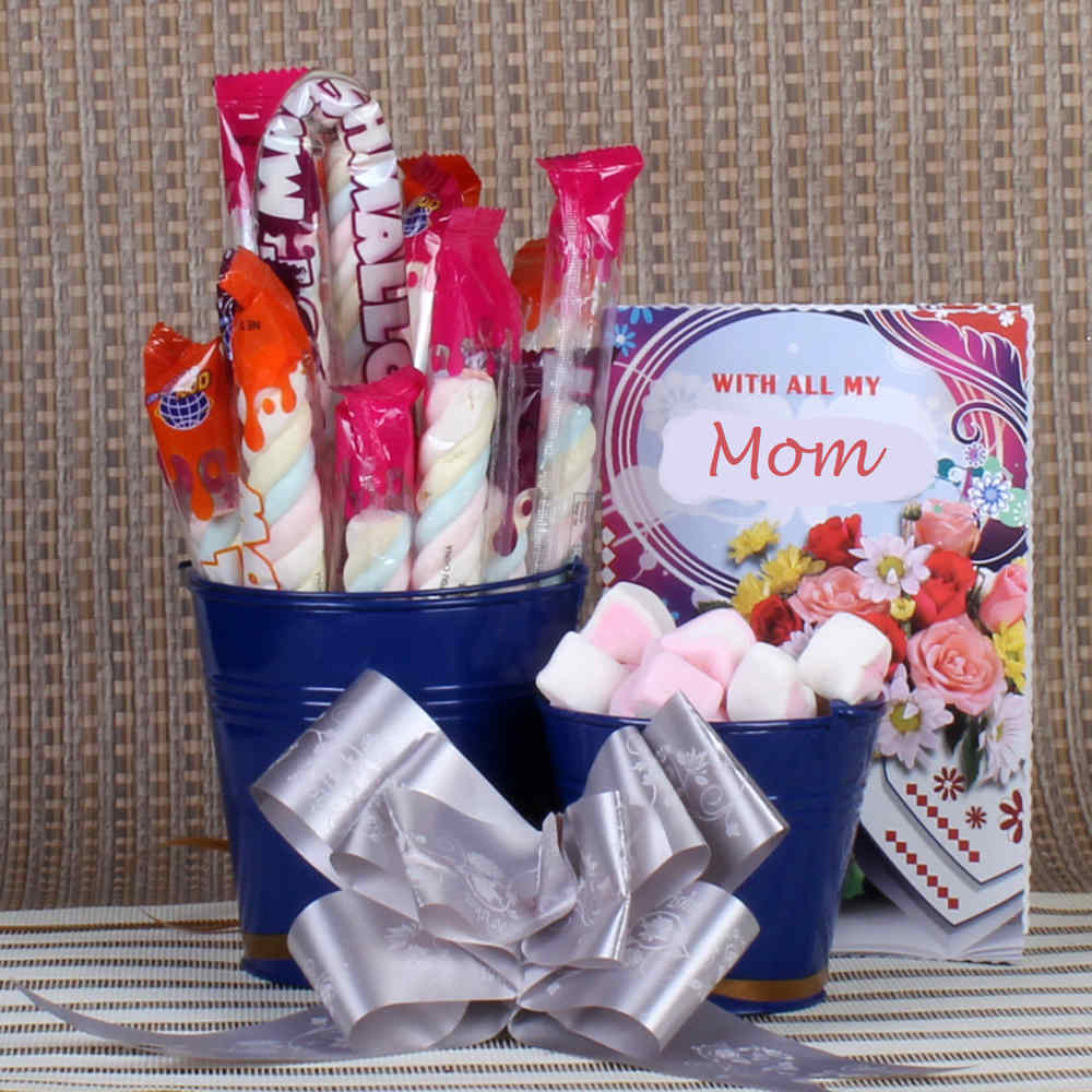 Marshmallow Candies in Bucket with Mom Greeting Card