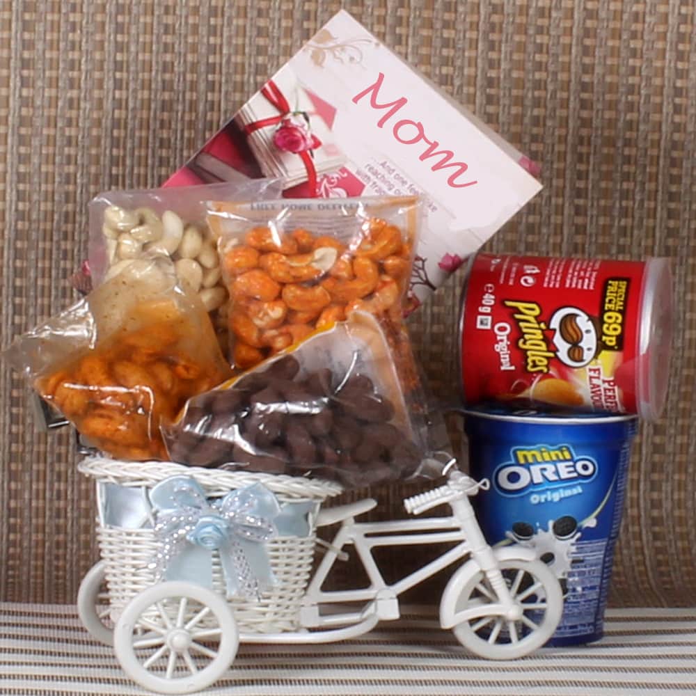 Kaju Combo with Chocolates in Designer Basket for Mom