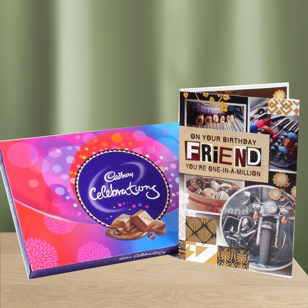 Birthday Card for Friend with Cadbury Celebration Box